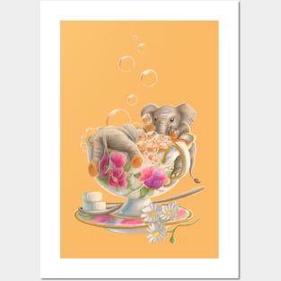 Elephants bubbling in tea Posters and Art